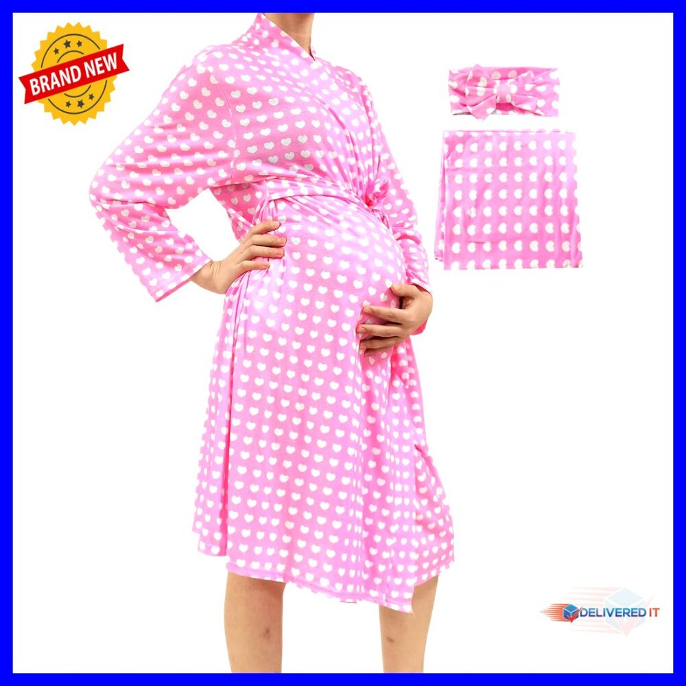 Maternity Nursing Robe With Swaddle Set, Milk Silk Fabric, Loose Fit